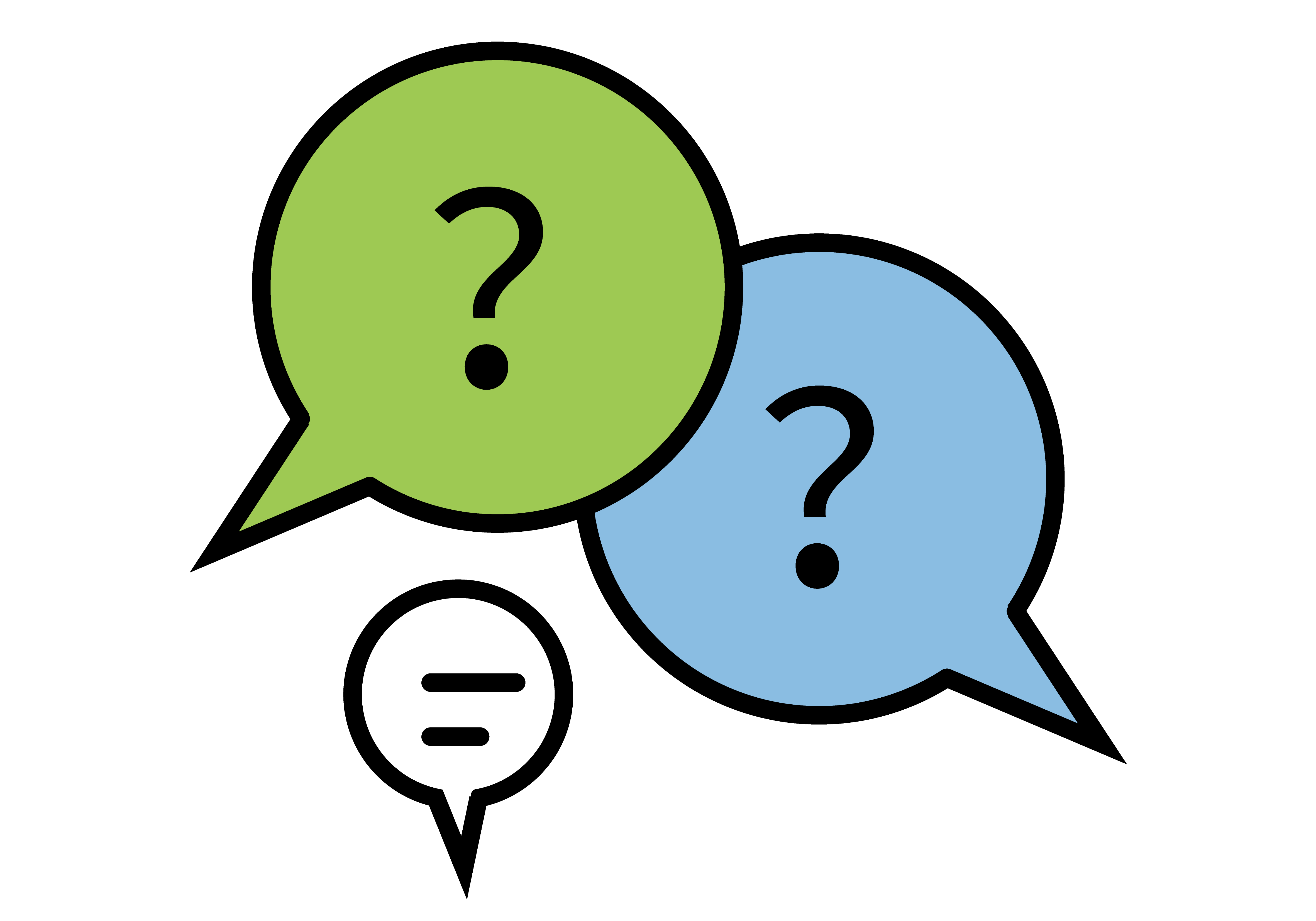 Questions marks cartoon bubbles